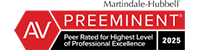 Martindale-Hubbell | Preeminent | Peer rated for Highest Level Of Professional Excellence | 2025